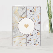 Love Terrazzo-Marble avec Gold Heart Carte pliée (Dos)
