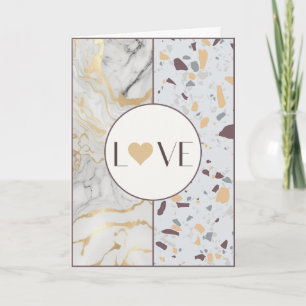 Love Terrazzo-Marble avec Gold Heart Carte pliée