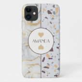 Love Terrazzo Marble coque iphone nom du client (Dos)