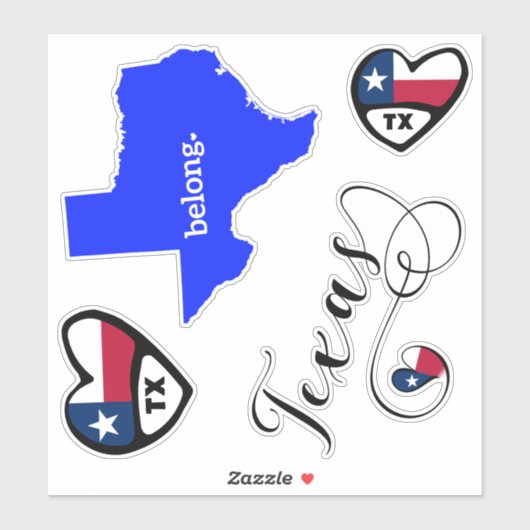 Love Texas, blad of Die Cut Stickers (Vel)