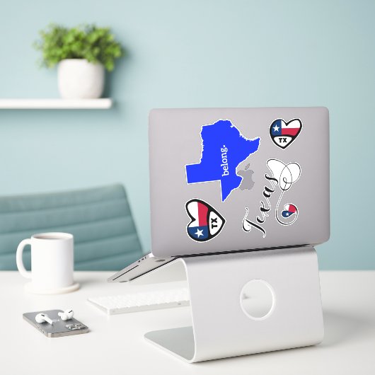 Love Texas, Feuille de Stickers Coupe Die (Ordinateur portable sur le bureau)