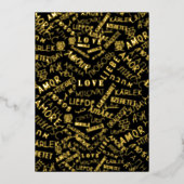 Love Text Black Gold Foil Valentijnsdag Kaart (Voorkant)