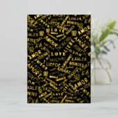 Love Text Black Gold Foil Valentijnsdag Kaart (Staand Voorkant)