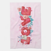 Love Text Bold Block FontWatercolor Theedoek (Verticaal)