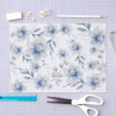 Love Text Dusty Blue Waterverf Flower Tissuepapier (Craft)