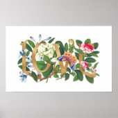 Love Text Gold Foil  Floral Botanical White Poster (Voorkant)