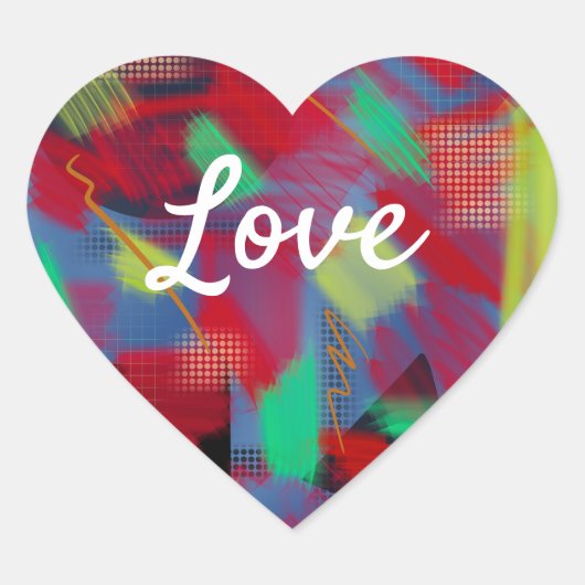 Love Text Heart Shape Bright & Cheerful Hart Sticker (Voorkant)