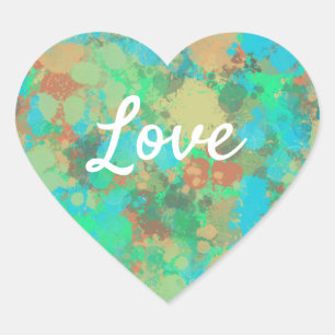 Love Text Heart Shape Green laat 2-zijdekussen val Hart Sticker