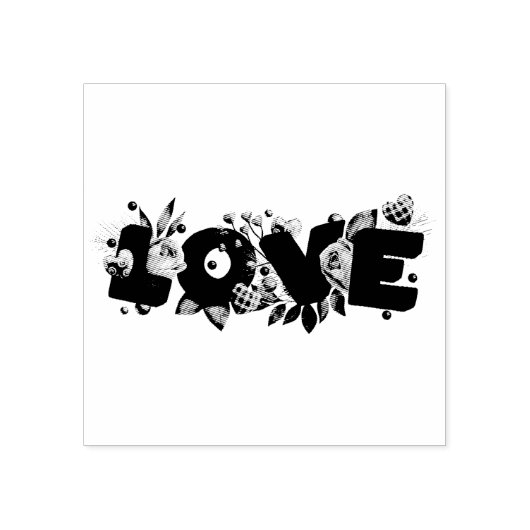 Love Text in Bold Block Letters Waterverf Rubberstempel (Afrduk)