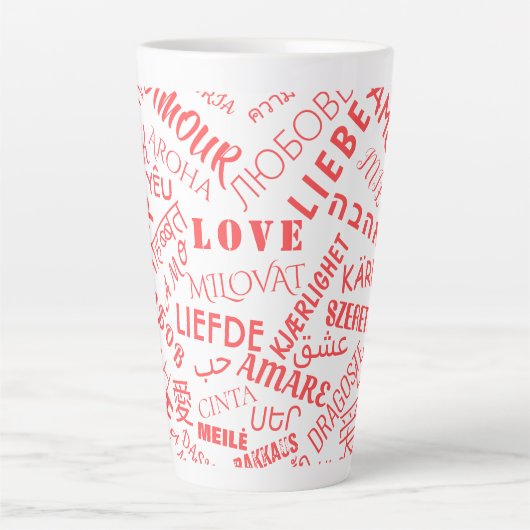 Love Text Latte Mug Multi Language Word (Devant)