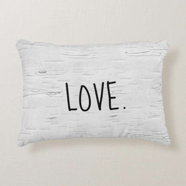 LOVE Text On Birch Tree Accent Coussin (Devant)