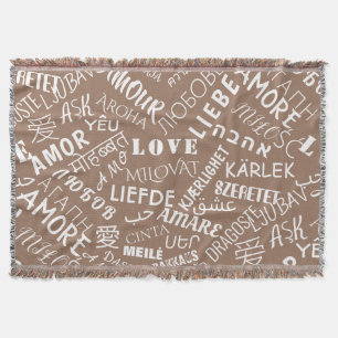 Love Text Throw Blanket Multi Language Word Deken