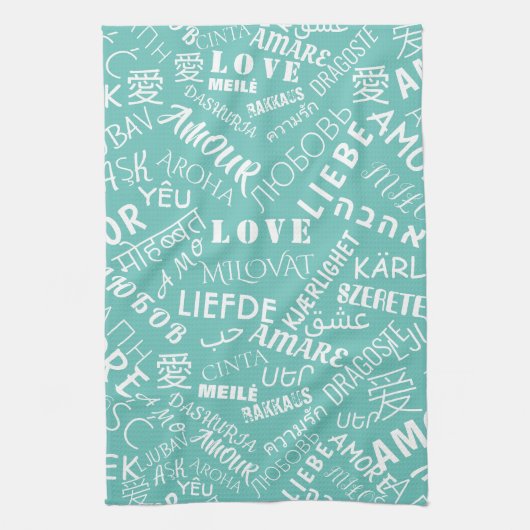 Love Texte Cuisine Serviette Multi Langue (Vertical)