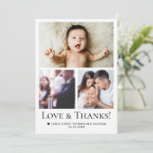 Love & Thanks Baby Baptism Photo Collage Grid Bedankkaart (Staand voorkant)