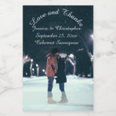 Love & Thanks Mariage photo Mini Étiquette de vin (Étiquettes simples)