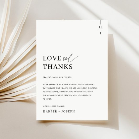 Love & Thanks Simple Mariage Merci Place Card