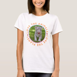 Love the Animals Love the Planet white tijgerwelpj T-shirt