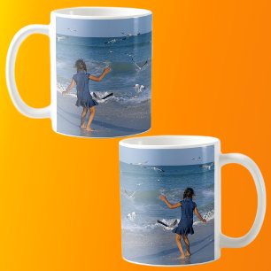 Love the Beach and Sea Modern Blue Photo Mug