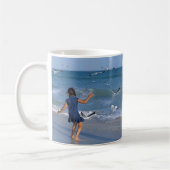 Love the Beach and Sea Modern Blue Photo Mug (Gauche)
