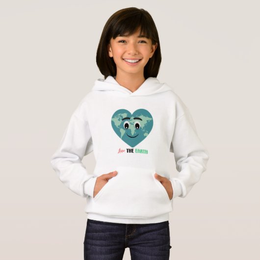 Love The Earth Cute Heart World Hoodie (Devant entier)