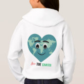 Love The Earth Cute Heart World Hoodie (Dos)