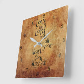 "Love the Lord" Scripture Matthew 22,  Vierkante Klok (Hoek)