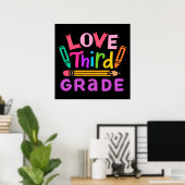 Love Third Grade | Cute Gift | Voor de school Poster (Thuiskantoor)