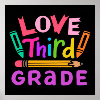Love Third Grade | Cute Gift | Voor de school Poster