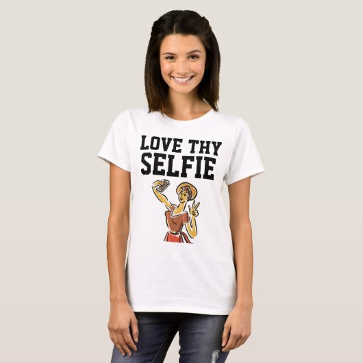 LOVE THY SELFIE Vrouwen grappig T-shirt & sweatshi (Voorkant volledig)