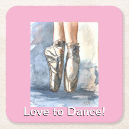 Love to Dance Ballet Paper Coasters Vierkante Kartonnen Onderzetter