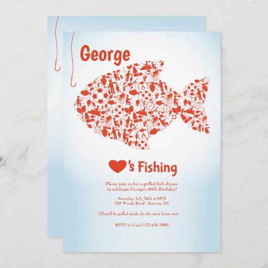 Love to Fish Party Uitnodiging (Voorkant / Achterkant)