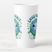 Love to Knit Quote Schattigee Blauw Groene Bal van Latte Mok (Voorkant)