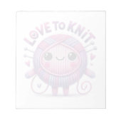 Love to Knit Quote Schattigee Roze Paarse Bal van  Notitieblok (Voorkant)