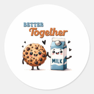 Love Together Milk and Cookies Valentijn Food Love Ronde Sticker