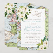 Love Travels Floral Carte Fête des mariées (Devant / Derrière)