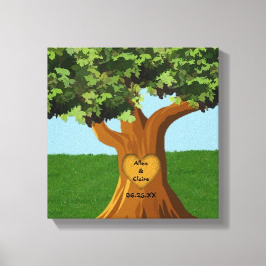Love Tree aangepaste naam omwikkeld canvas afdrukk (Voorkant)