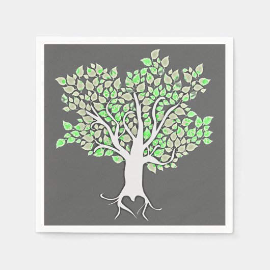 Love Tree Grey Mint Green Wedding Paper servetten (Voorkant)