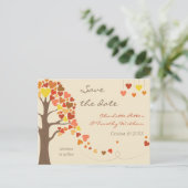 Love Tree Hearts Bruiloft Sla de datum op Aankondigingskaart (Staand voorkant)