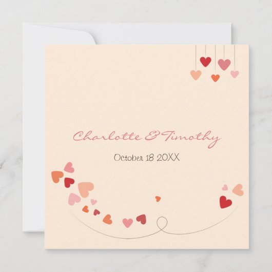 Love Tree Hearts bruiloft uitnodiging (Achterkant)