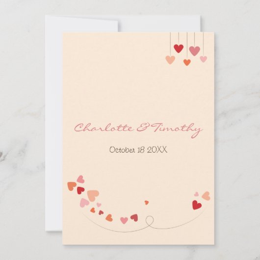 Love Tree Hearts Faire-part de mariage (Dos)