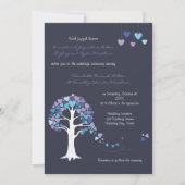 Love Tree Hearts Hiver Mariage Invitation Bleu (Devant)