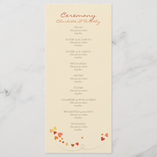 Love Tree Hearts huwelijksprogramma Programma (Voorkant)