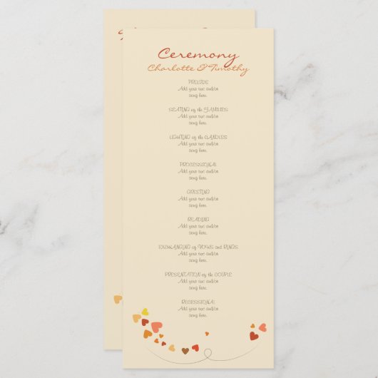 Love Tree Hearts Programme de mariage (Devant / Derrière)