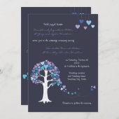 Love Tree Hearts Winter Weddenschap Blue Kaart (Voorkant / Achterkant)