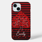 Love Tree iPhone Case Red Black Stripe (Achterkant)