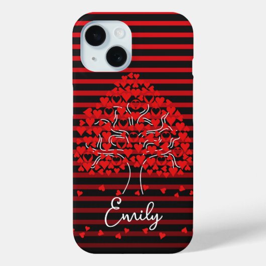 Love Tree iPhone Case Red Black Stripe (Achterkant)