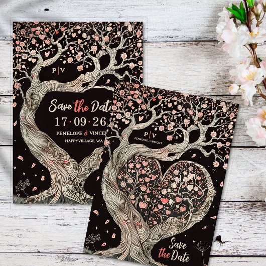 Love Tree Wedding Sla de datum op Kaart