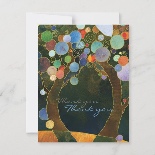 Love Trees Blue Modern Wedding Bedankt (Voorkant)