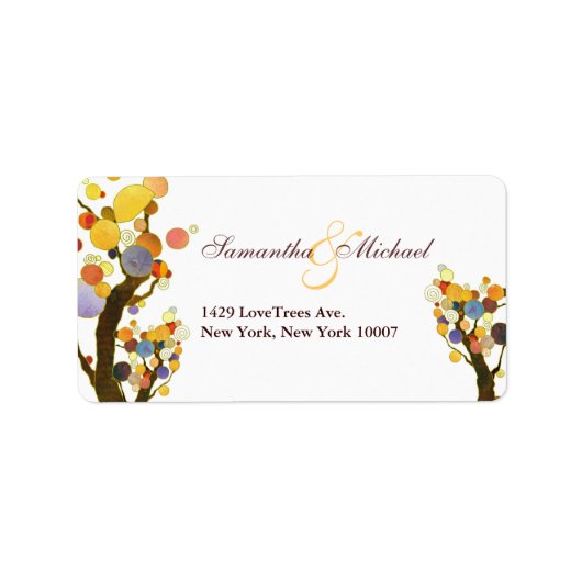 Love Trees: bruiloft adres label (Voorkant)