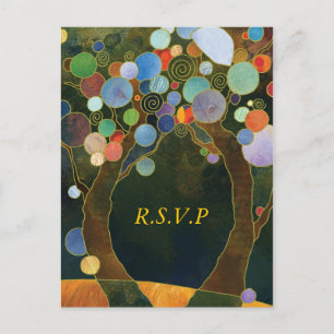 Love Trees (in Blue): Wedding RSVP Briefkaarten